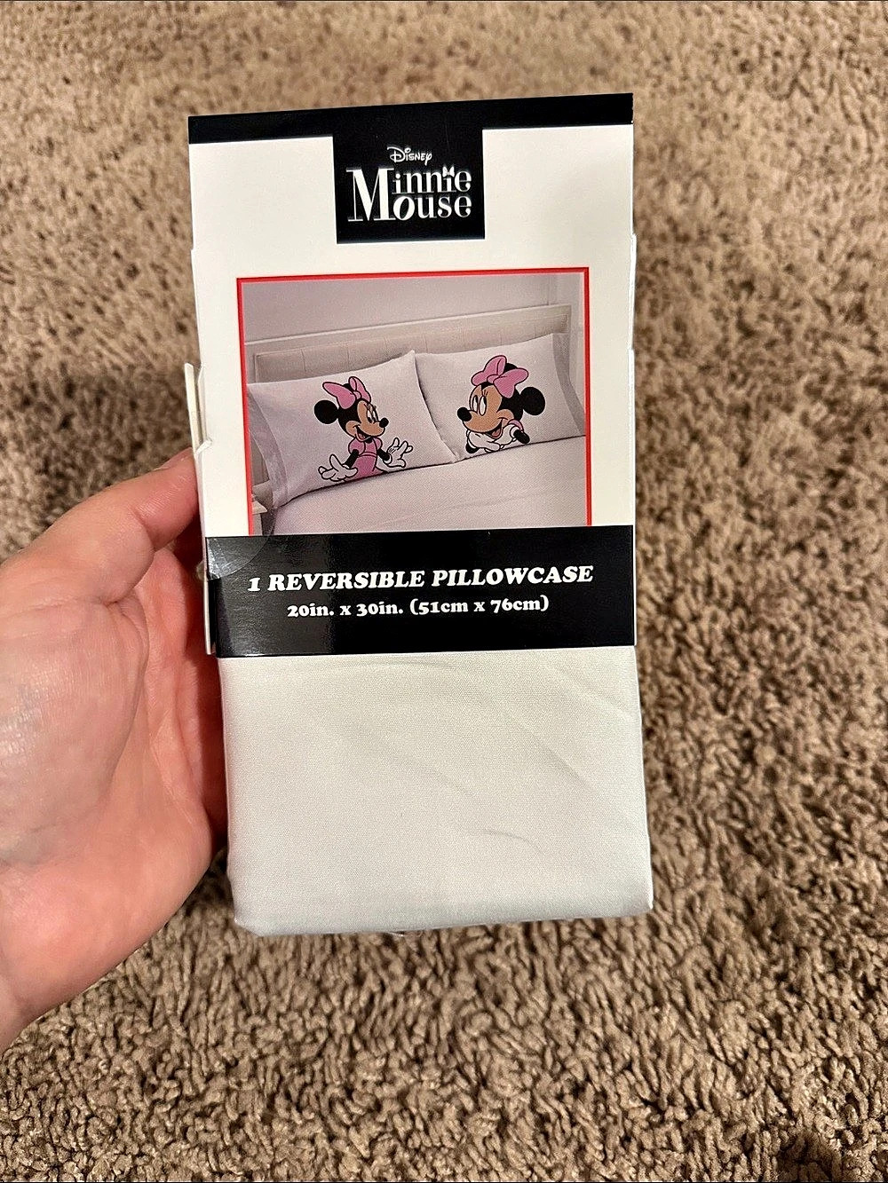 Disney Minnie Mouse Reversible Standard Pillowcase White & Black